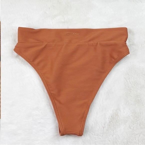 NWT Billabong Tanlines Rise Ribbed High-Waisted Bikini Bottoms in Toffee - Picture 6 of 6